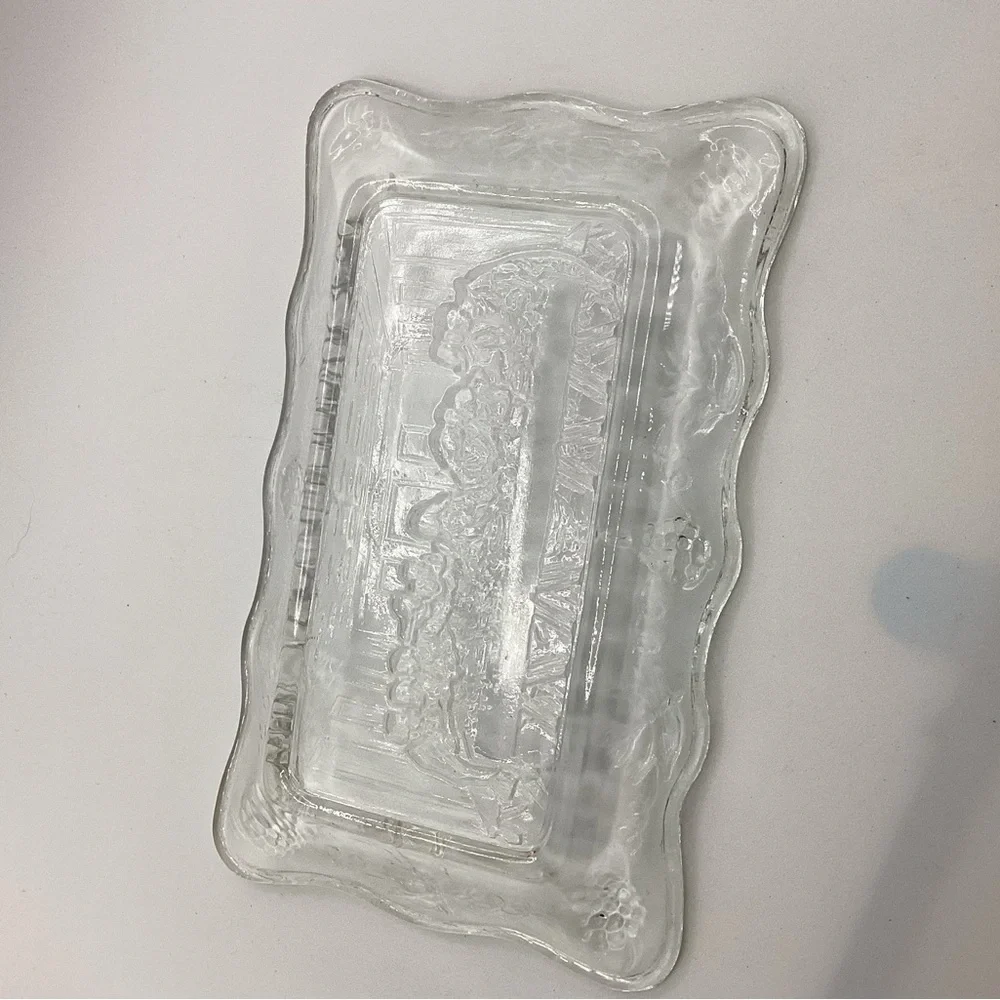 Vintage Indiana Glass Tiara Embossed Clear Glass Trinket Dish THE LAST SUPPER